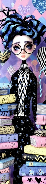 Free teacher bookmark featuring a teacher sitting with books